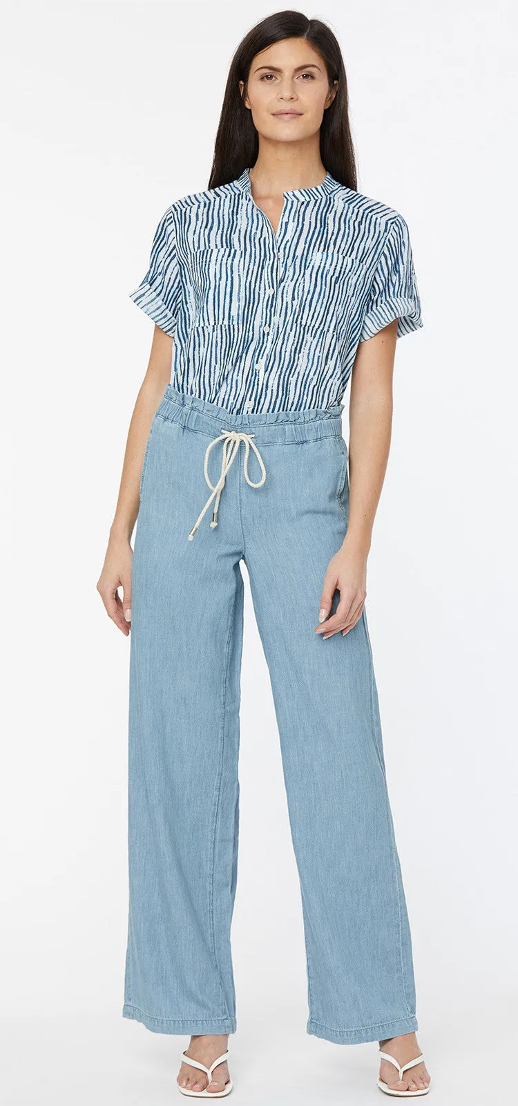 Wide Leg Trouser Light Blue Chambray | Light Stone