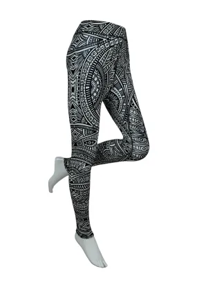 Women High-Rise Printed Leggings 80053 (BLACK)